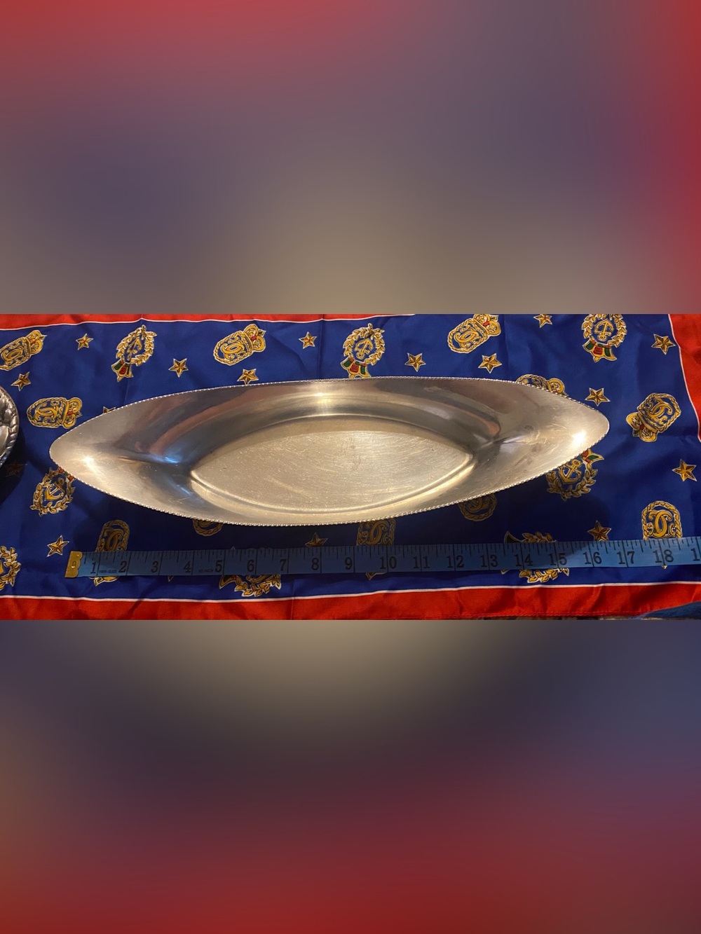 Vintage Mid Century Aluminum Olive Dish MMM Spain Canoe Tray catch all tray